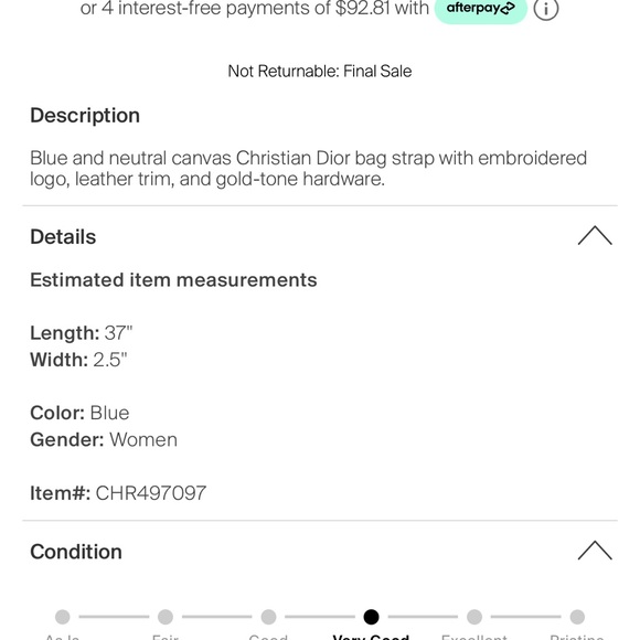 Dior Navy and Gold Embroidered Strap - Picture 14 of 14